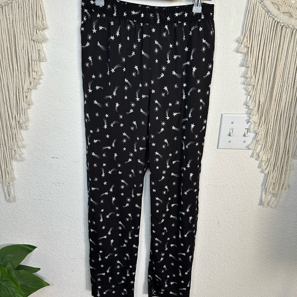 Banana Republic black and white shooting star celestial print pants XS NEW